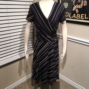 Boston Proper navy suplice chain print dress