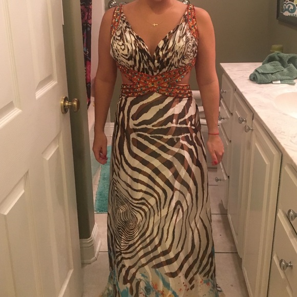 Leopard print prom dress- worn once!! Beautiful!