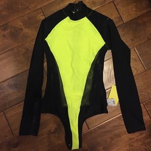 Ripcurl neon and black long sleeve one piece