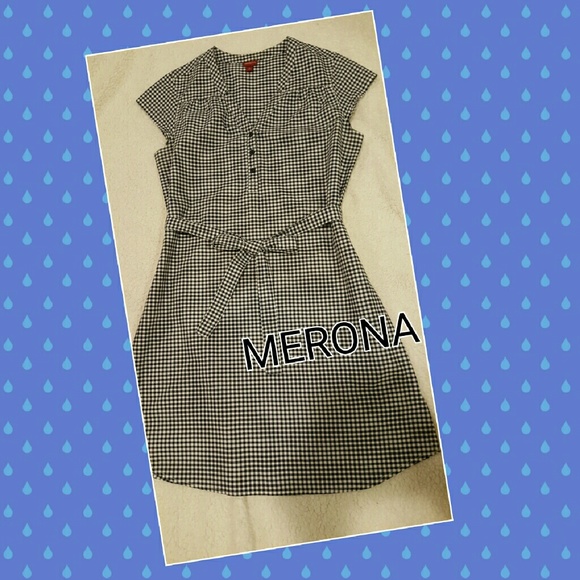 Navy Blue cotton gingham-pattern dress