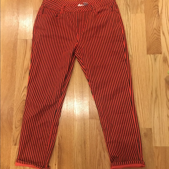 Boyfriend Cut Orange Striped Pants