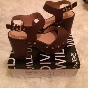 Faux leather chunky heels