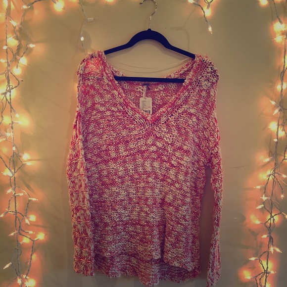 Free People Knitted V-Neck Sweater (Size:M)