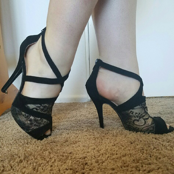Strappy lace heels