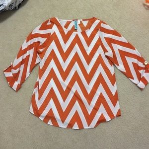 Orange and white boutique top