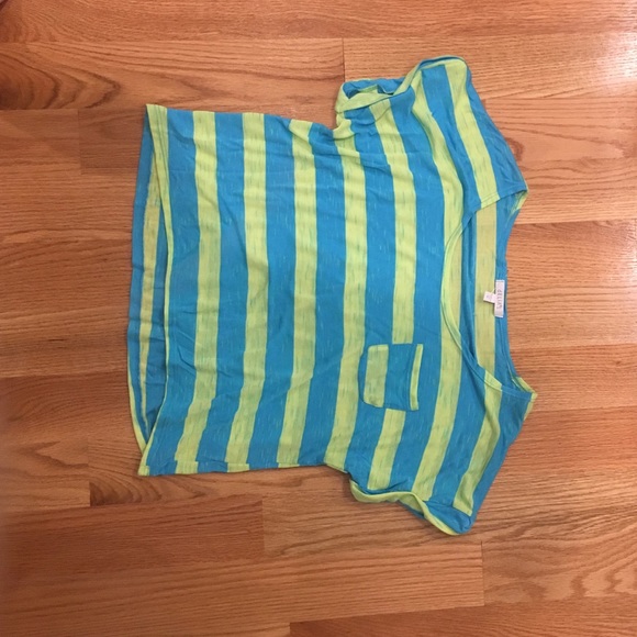Blue and green striped crop top