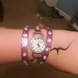 Hot Pink Overlapping Geneva Watch