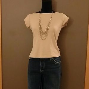 Tan/ Beige Short-Sleeved Top