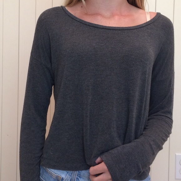gray and soft long sleeved tee