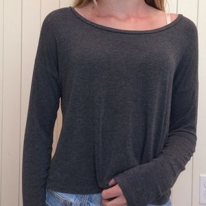 gray and soft long sleeved tee