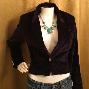 Vintage Navy blue velvet blazer.