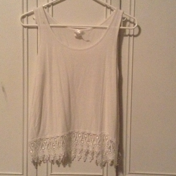 White tank top with lace trim
