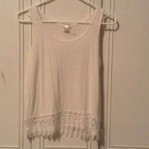 White tank top with lace trim