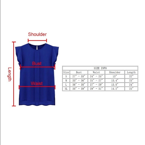 Ruffle Chiffon Casual Blouse: blue - Picture 4 of 4