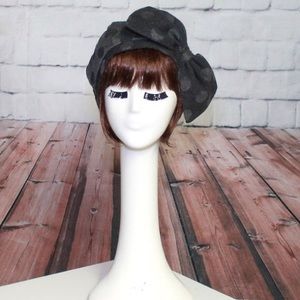 Grey polka dot beret bow
