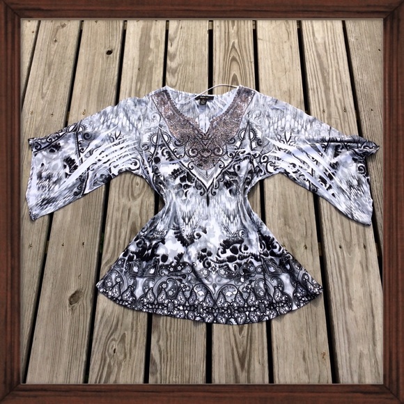 Style & Co. Patterned Embellished Tunic