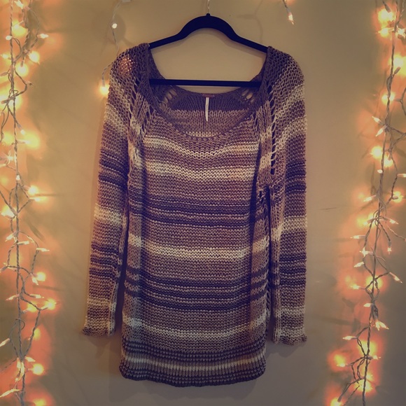 Free People Stripped Knitted Sweater (Size: L)