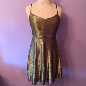 Gold mini dress
