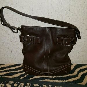 COACH SOHO ~ Dark Brown Leather Slim Buckle Duffle