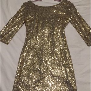 Gold Sequin Short Dress