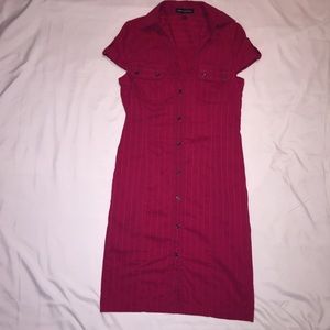 Express shirtdress in raspberry pink stripes