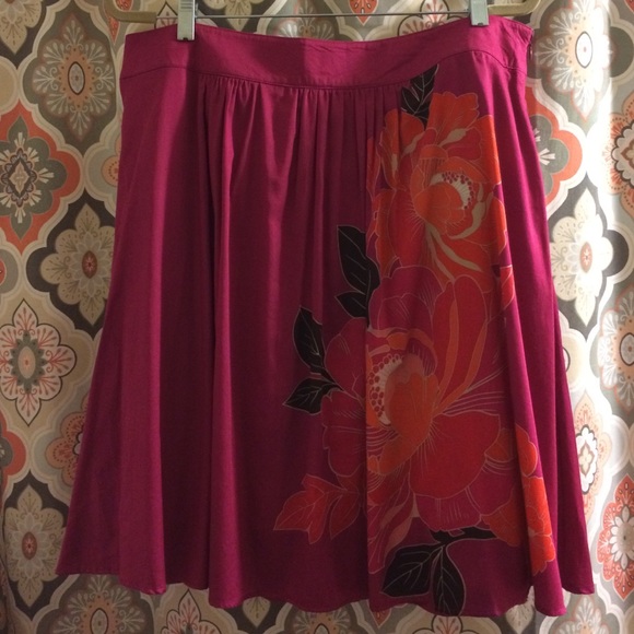 Pink full skirt with floral detail