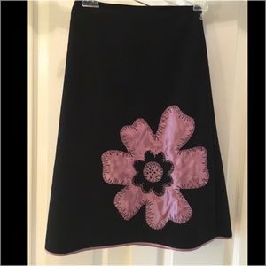 A-line skirt with pink satin flower