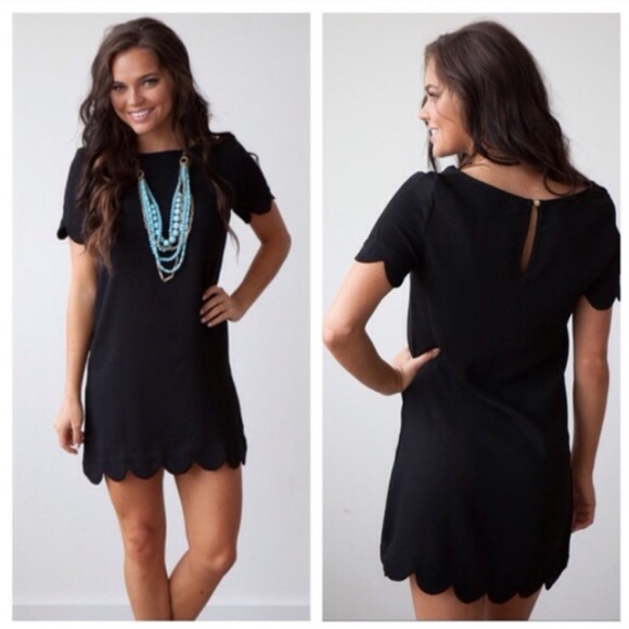 Scalloped edge black dress in medium - brand new!