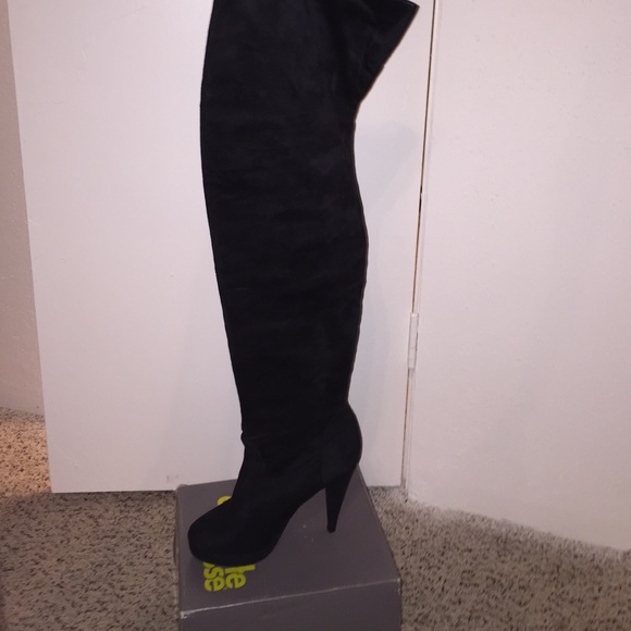 Suede thigh high boots