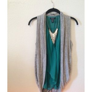 Grey Sleeveless Cardigan