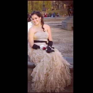 Cache strapless beige gown