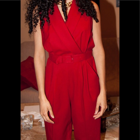 Rachel Zoe Belted Fitted Jumpsuit Pantsuit - Picture 4 of 5