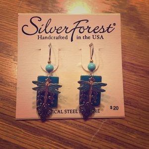 Silver Forest dragonfly earrings