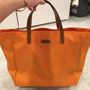 Gucci orange guccisma nylon tote