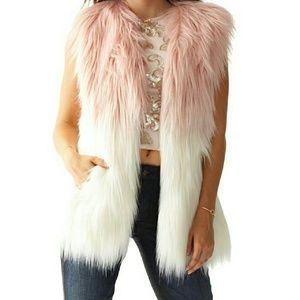 *ISO* size small pink ombre fur vest *ISO*