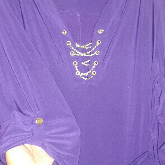 Belted Plum Purple Dress 2x - Picture 4 of 5