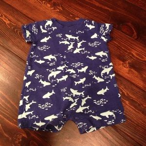 Short sleeved shark patterned onsie