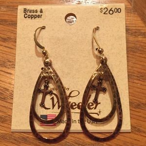 Brass and Copper Cross earrings