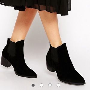 Black suede Chelsea booties