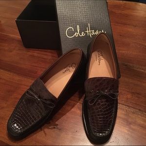 cole haan crocodile loafers
