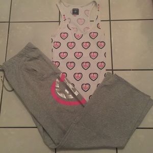 SOLD!! PINK BF/tank peace & heart set