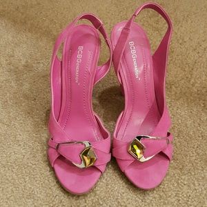 Fat heel wedge hot pink