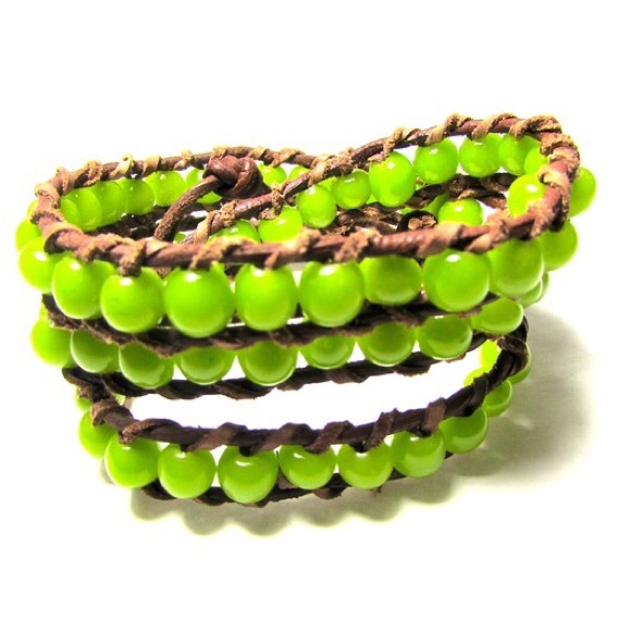 Green Glass Wrap Bracelet