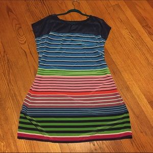 Bright striped keyhole dress