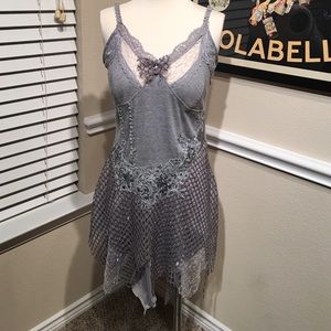 Embellished Layered gray tank/tunic