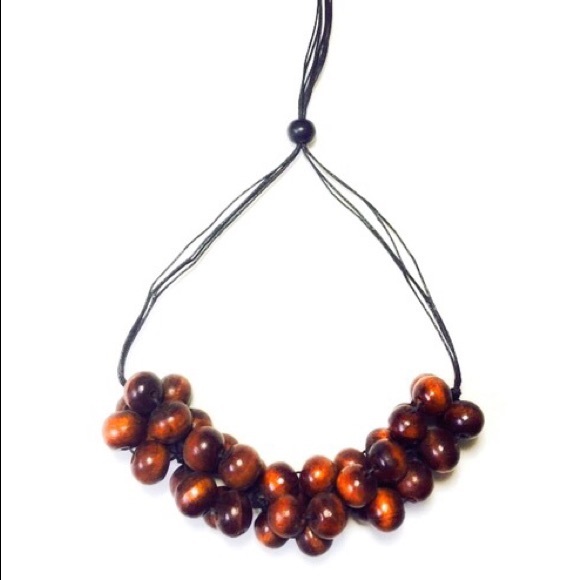 Brown Beaded Wooden Choker