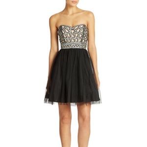 NWT Blondie Nites Strapless Mesh Cocktail Dress