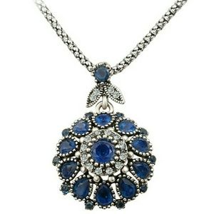 Evil eye CZ sapphire necklace with sworovski eleme