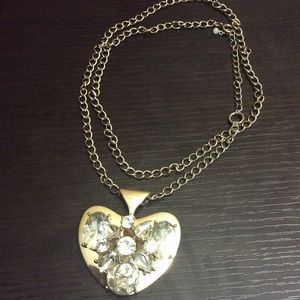 Long diamond heart necklace