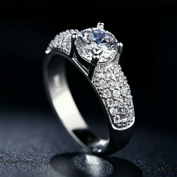 CZ Diamond S925 Silver Filled Wed Ring